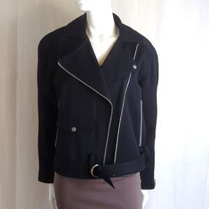 Y2K Theodore Black Moto Jacket 100% Wool Size Small